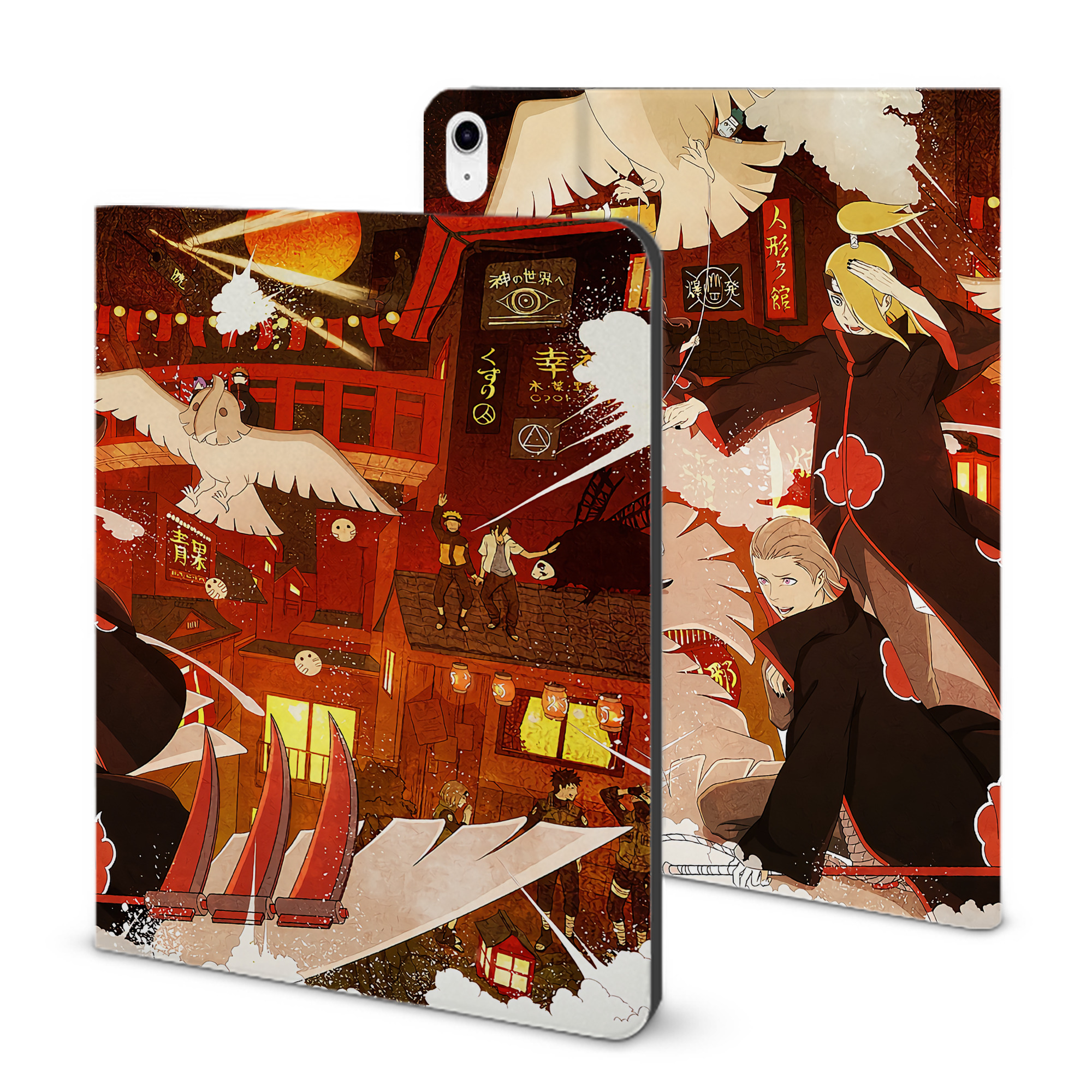 （画像用） NARUTO -ナルト- NARUTO -ナルト- 疾風伝 IPad ケース ブック型 PUレザー TPU 耐衝撃 軽量 薄型 ペン収納なし 全面保護 IPad 各モデル対応